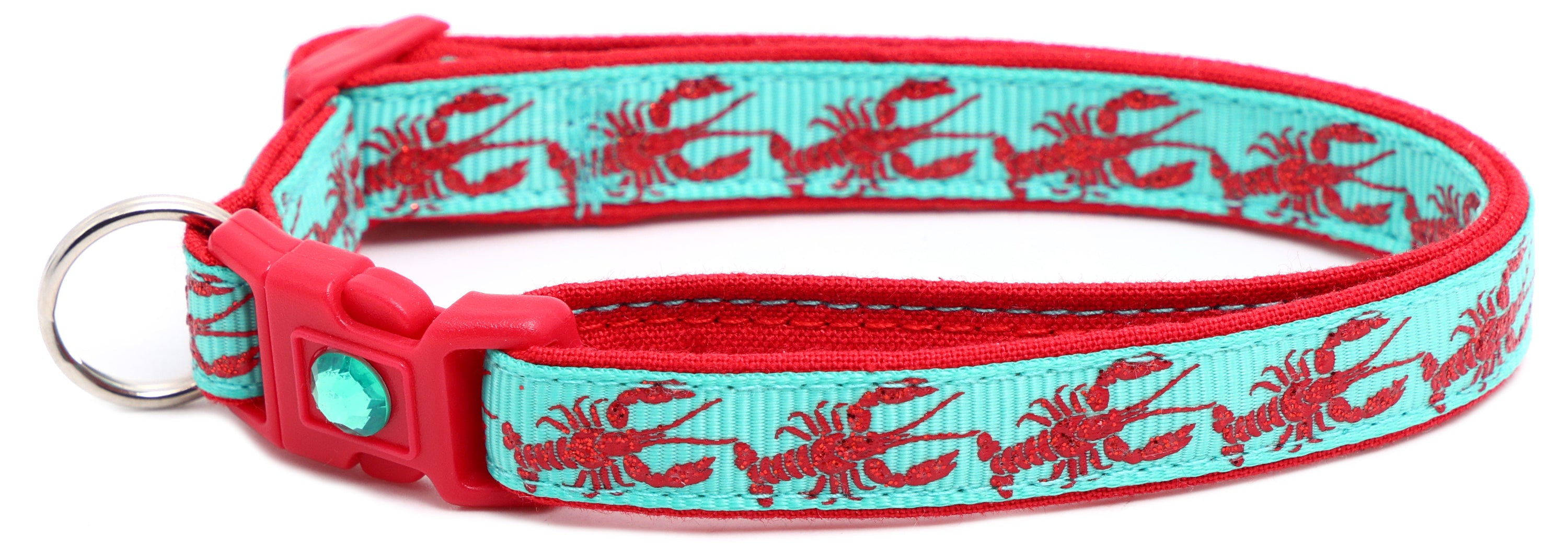 Lobster Breakaway Cat Collar made of reinforced cotton, featuring a breakaway clip and customizable options.
